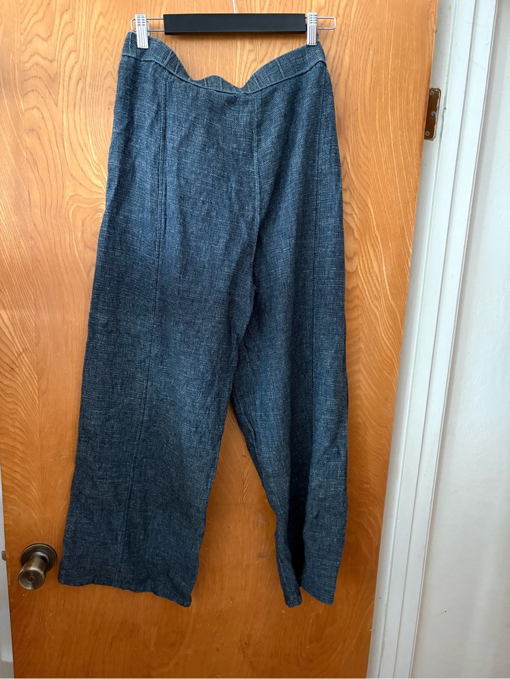 Eileen Fisher Tweedy Hemp Cotton Wide-Leg Pant Chinos in Dark Blue M - Picture 10 of 10